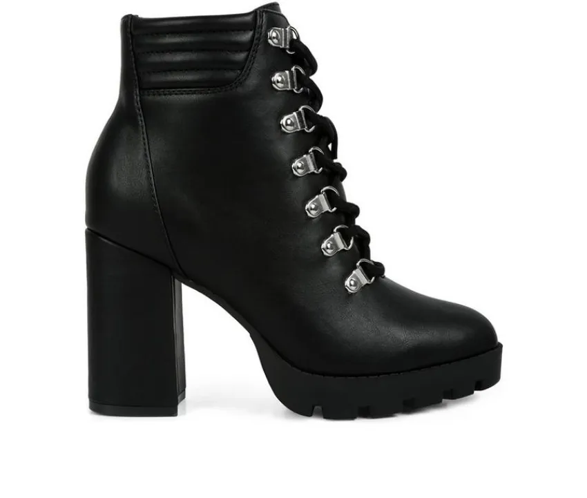 London Rag Lace Up|Dress>Women's Hamiltons Platform Heeled Combat Boots