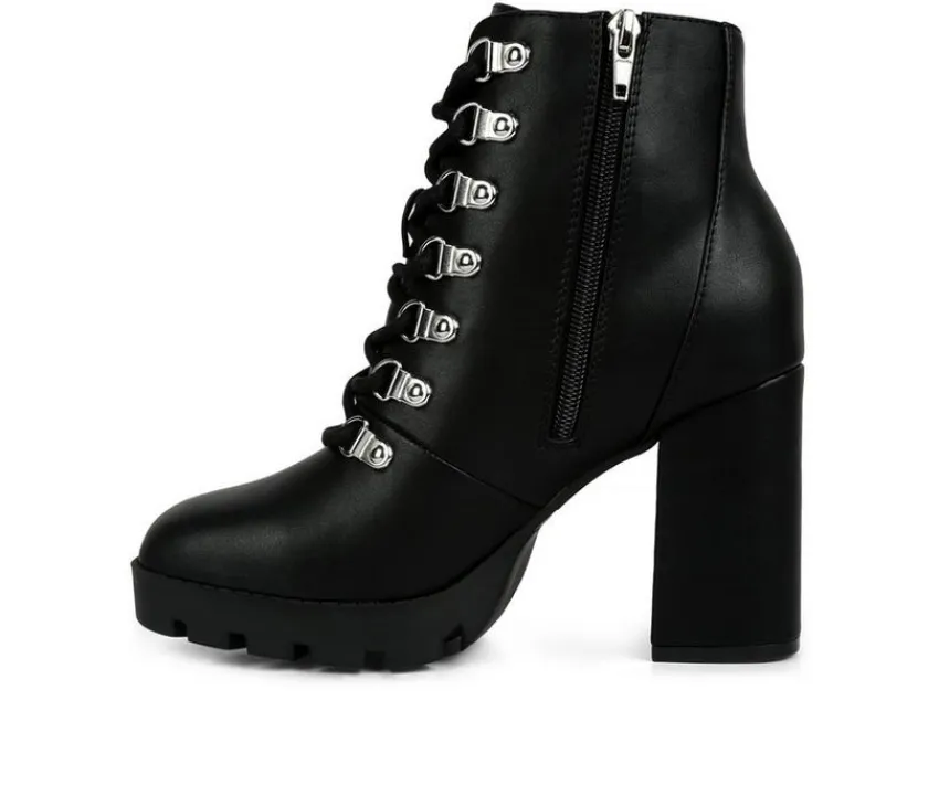 London Rag Lace Up|Dress>Women's Hamiltons Platform Heeled Combat Boots