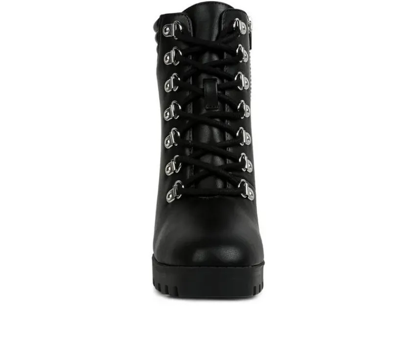London Rag Lace Up|Dress>Women's Hamiltons Platform Heeled Combat Boots