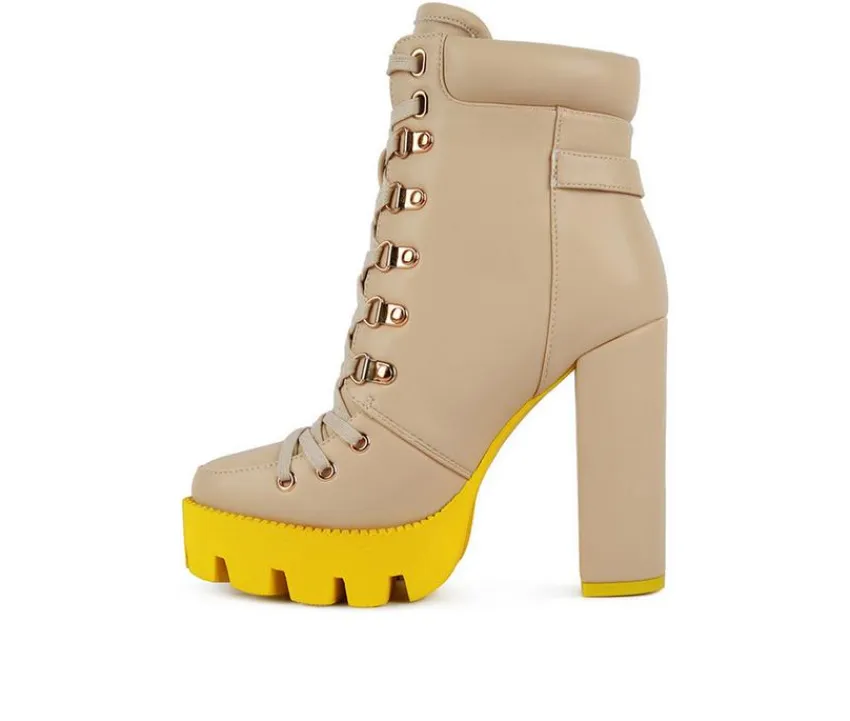 Women's Larch Lace Up Platform Booties|London Rag Hot