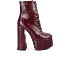 London Rag Lace Up|Dress>Women's Magdalene Platform Heeled Booties