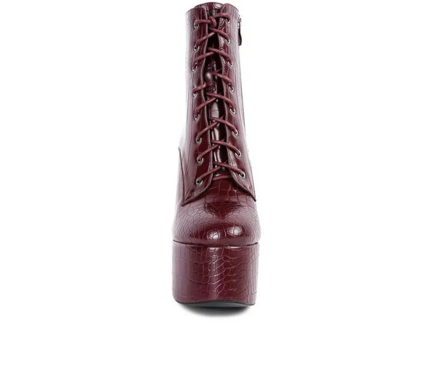 London Rag Lace Up|Dress>Women's Magdalene Platform Heeled Booties