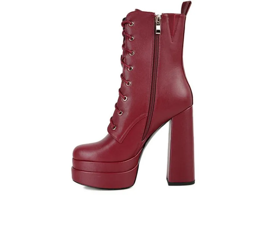 Women's Meows Lace Up Platform Heeled Boots|London Rag Hot