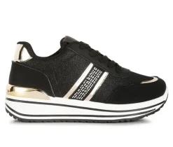 Women's Metallic Panel Platform Sneakers|London Rag