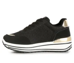 Women's Metallic Panel Platform Sneakers|London Rag