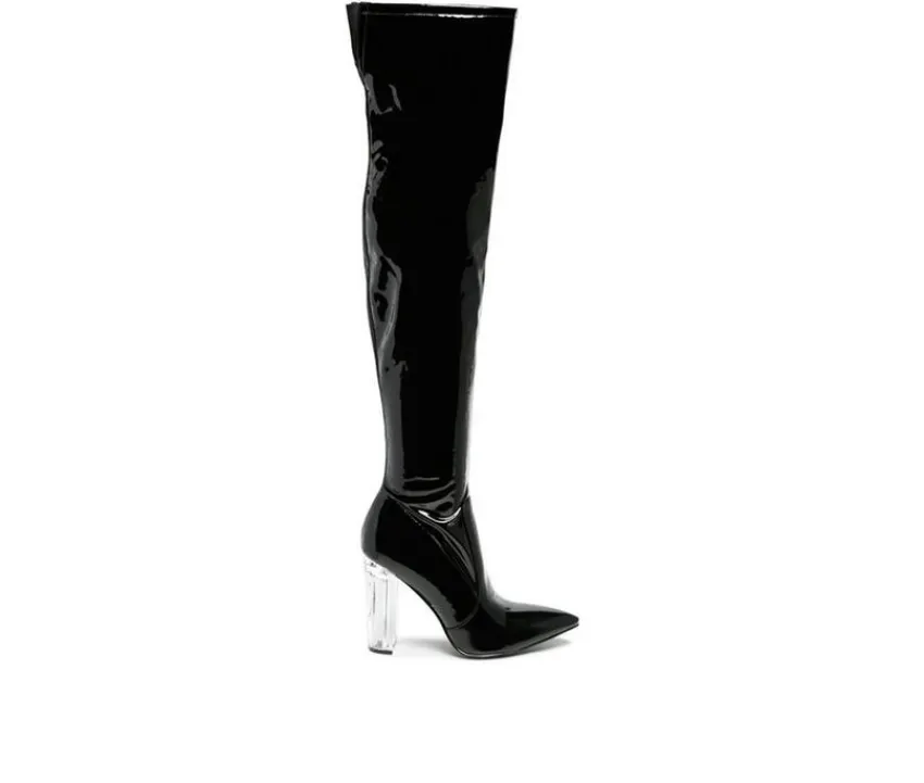 Women's Noire Block Heel Knee High Boots|London Rag Hot