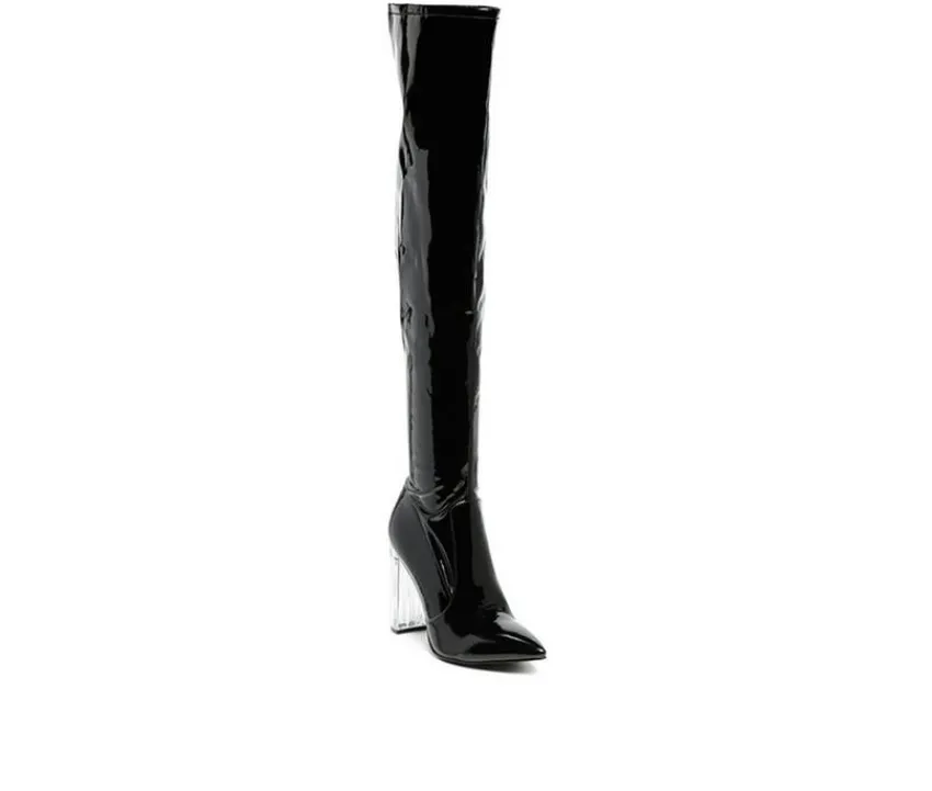 Women's Noire Block Heel Knee High Boots|London Rag Hot