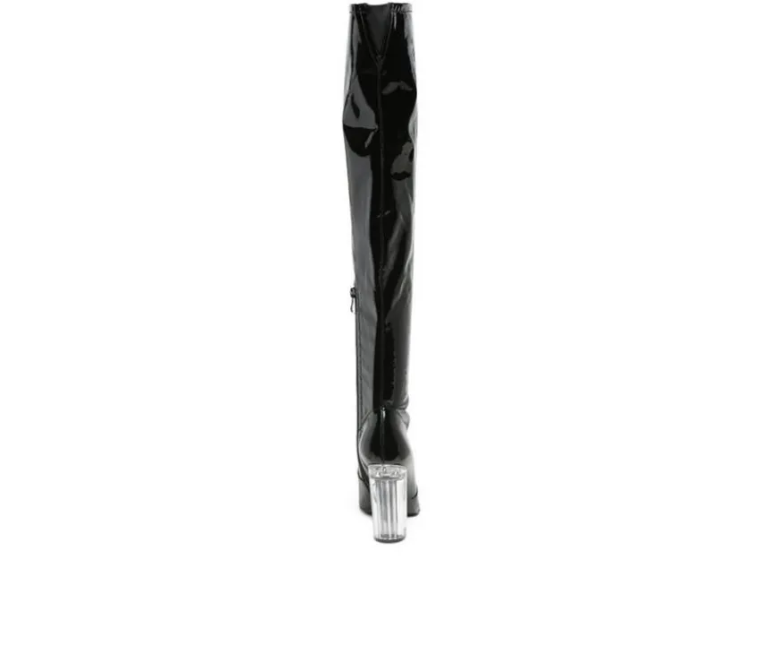 Women's Noire Block Heel Knee High Boots|London Rag Hot