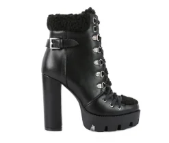 London Rag Lace Up|Dress>Women's Pines Lace Up Heeled Platform Boots
