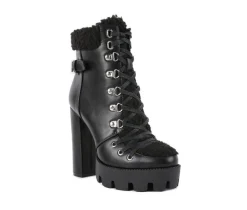 London Rag Lace Up|Dress>Women's Pines Lace Up Heeled Platform Boots