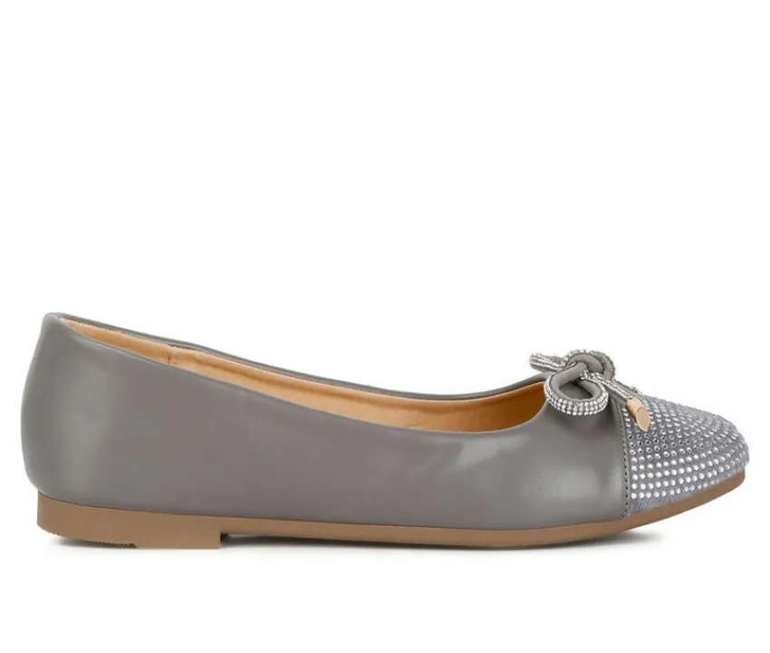 London Rag Flats>Women's Rhinestone Toe Cap Flats