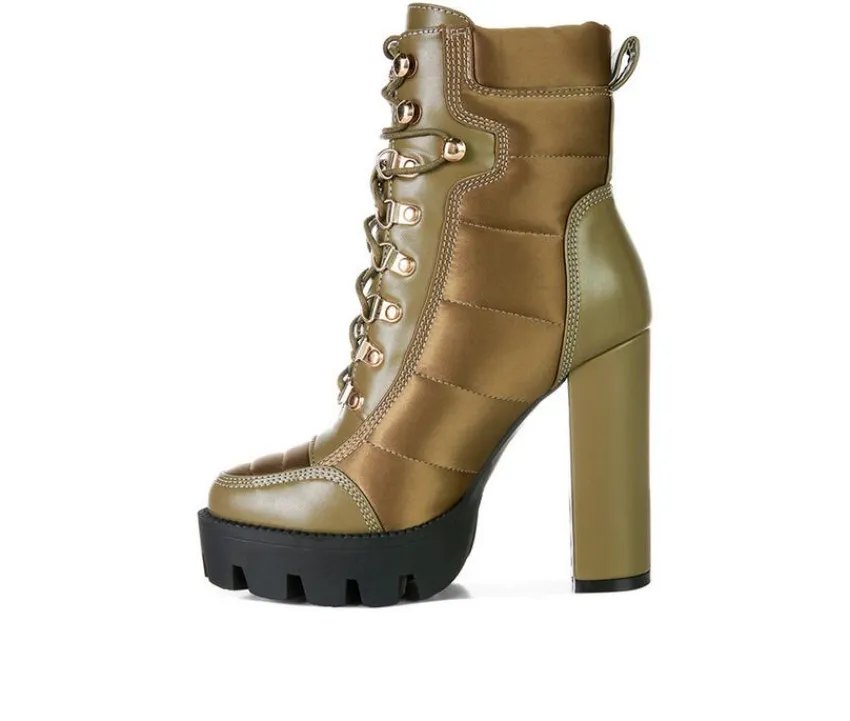 London Rag Lace Up|Dress>Women's Scotch Lace Up Heeled Booties
