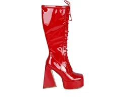 London Rag Lace Up|Tall>Women's Snowflakes Knee High Platform Boots