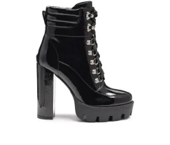 London Rag Lace Up|Dress>Women's Stopper Heeled Combat Booties