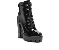 London Rag Lace Up|Dress>Women's Stopper Heeled Combat Booties