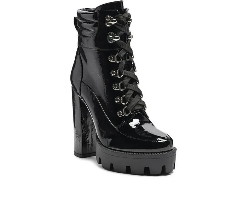 London Rag Lace Up|Dress>Women's Stopper Heeled Combat Booties