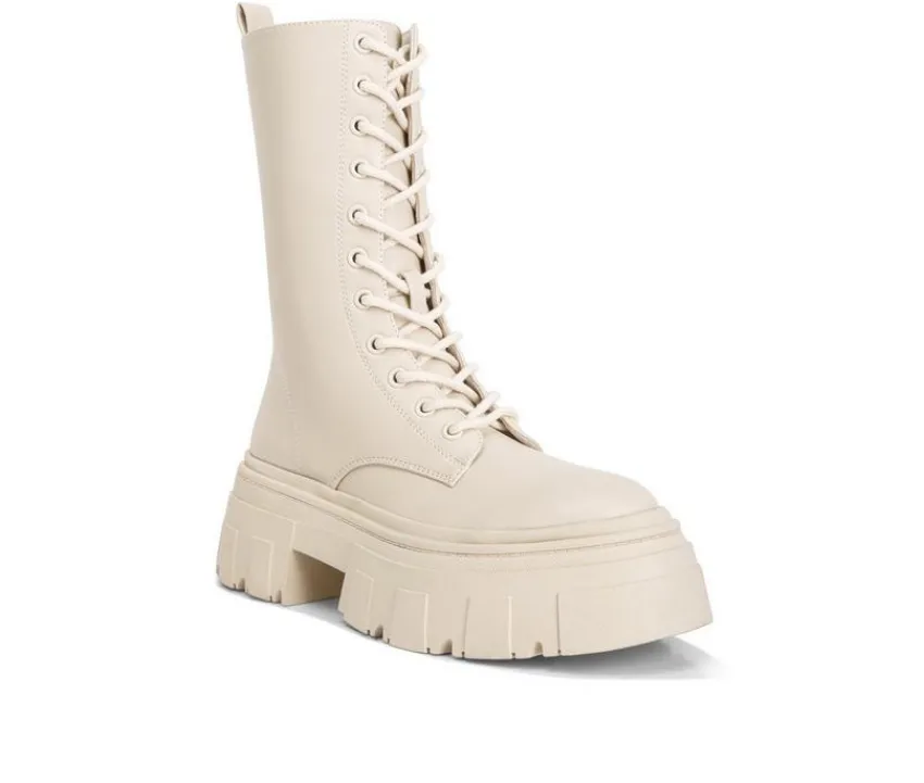 London Rag Lace Up>Women's Tatum Mid Calf Combat Boots
